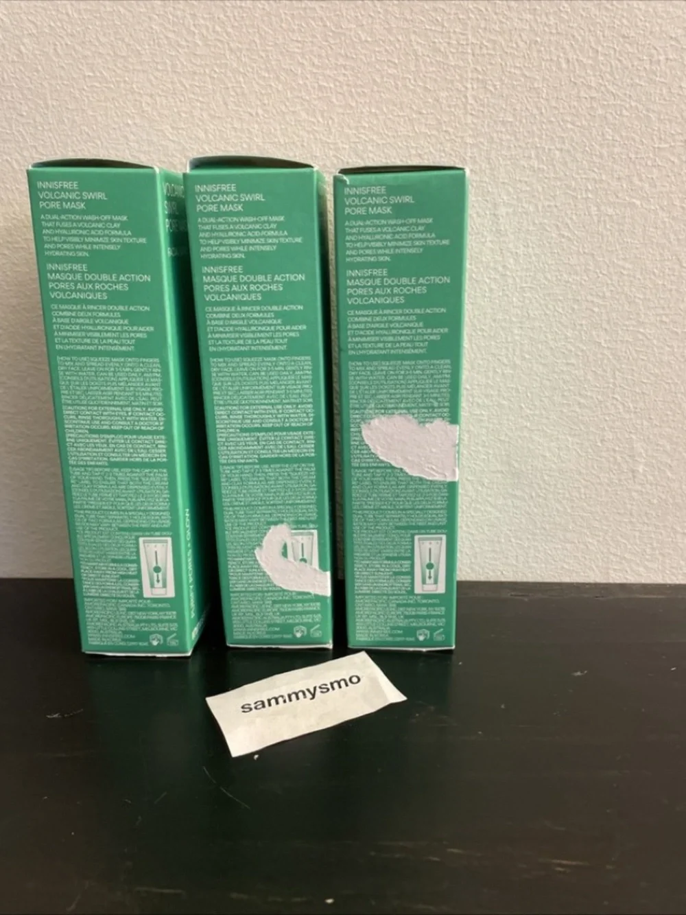 Innisfree volcanic swirl pore mask, facial mask, hyaluronic acid 3.88 oz x3